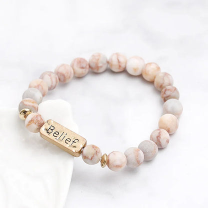 Natural Gemstone Belief Engraving Bracelet