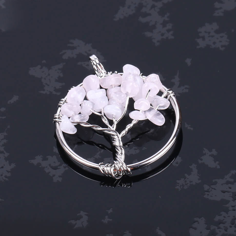 Crystal Tree of Life Handmade White K Wound Pendant