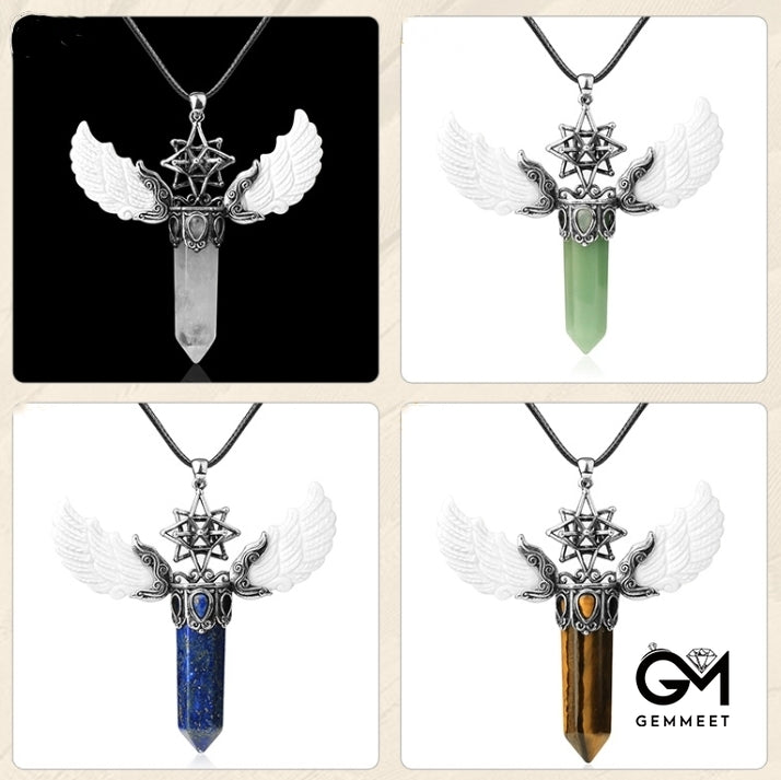 Hollowed Hexagram Crystal Pendant Necklace