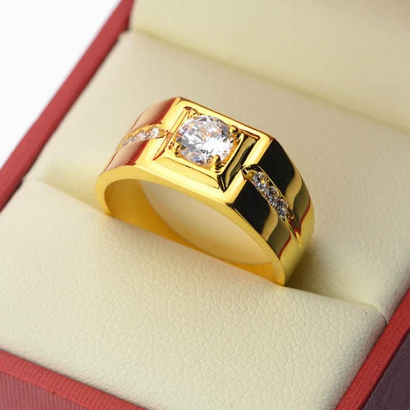 Men's Simulation Diamond Gentleman Gold Plated Ring