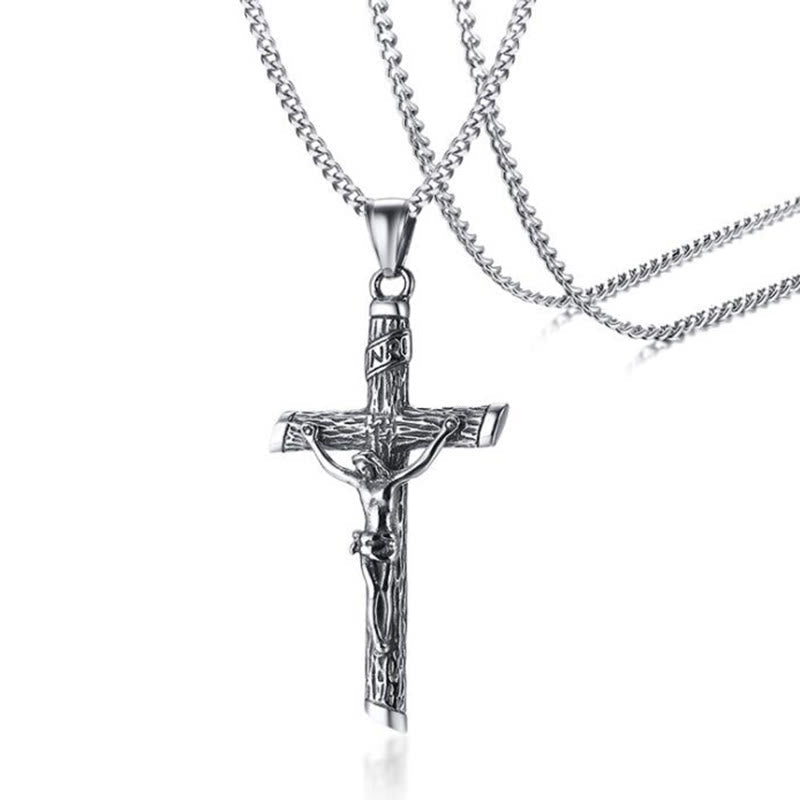 "Faith & Power" Men Jesus Cross Necklace