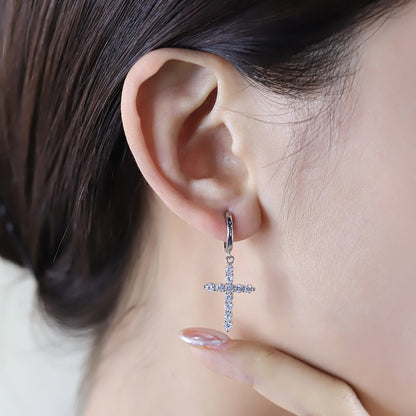 Zircon Cross Drop Earrings