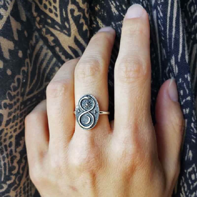 Women's Serpent Sun Moon Stars Ring