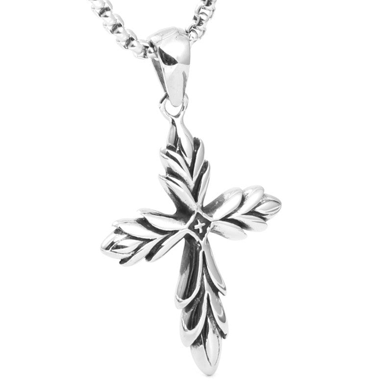 Hip Hop Retro Flower Cross Pendant