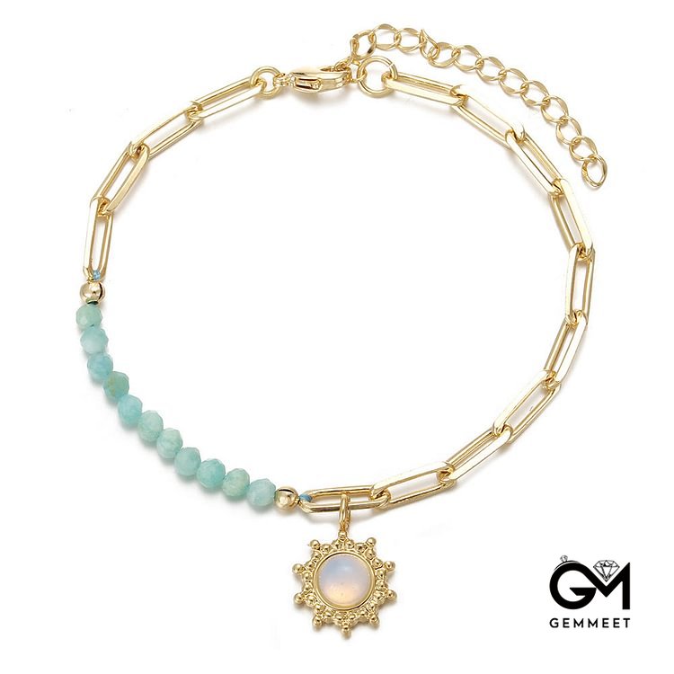 Stone Geometric Pendant 18k Bracelet