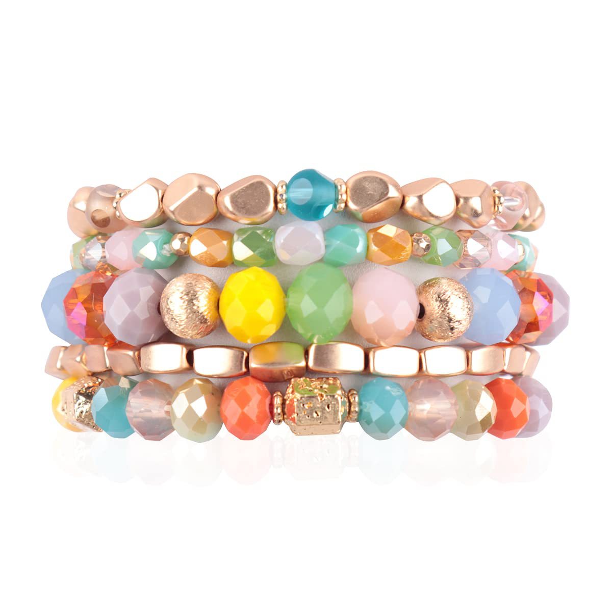 Bohemia Color Stones Fold Wear Bead Bracelet