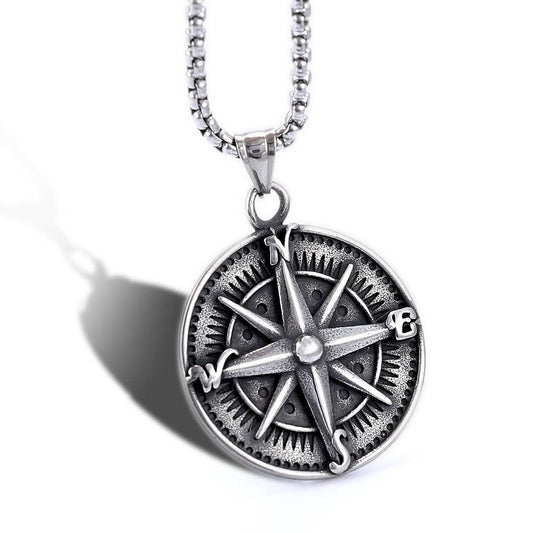 Vintage Compass Stainless Steel Pendant