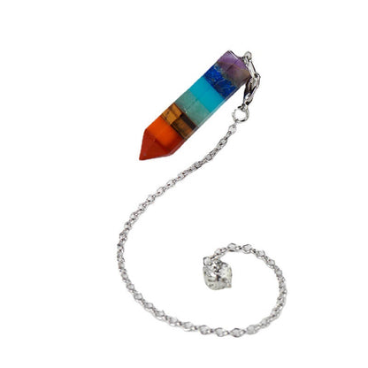 Seven-color Stone Cone Hexagon Column Pendant