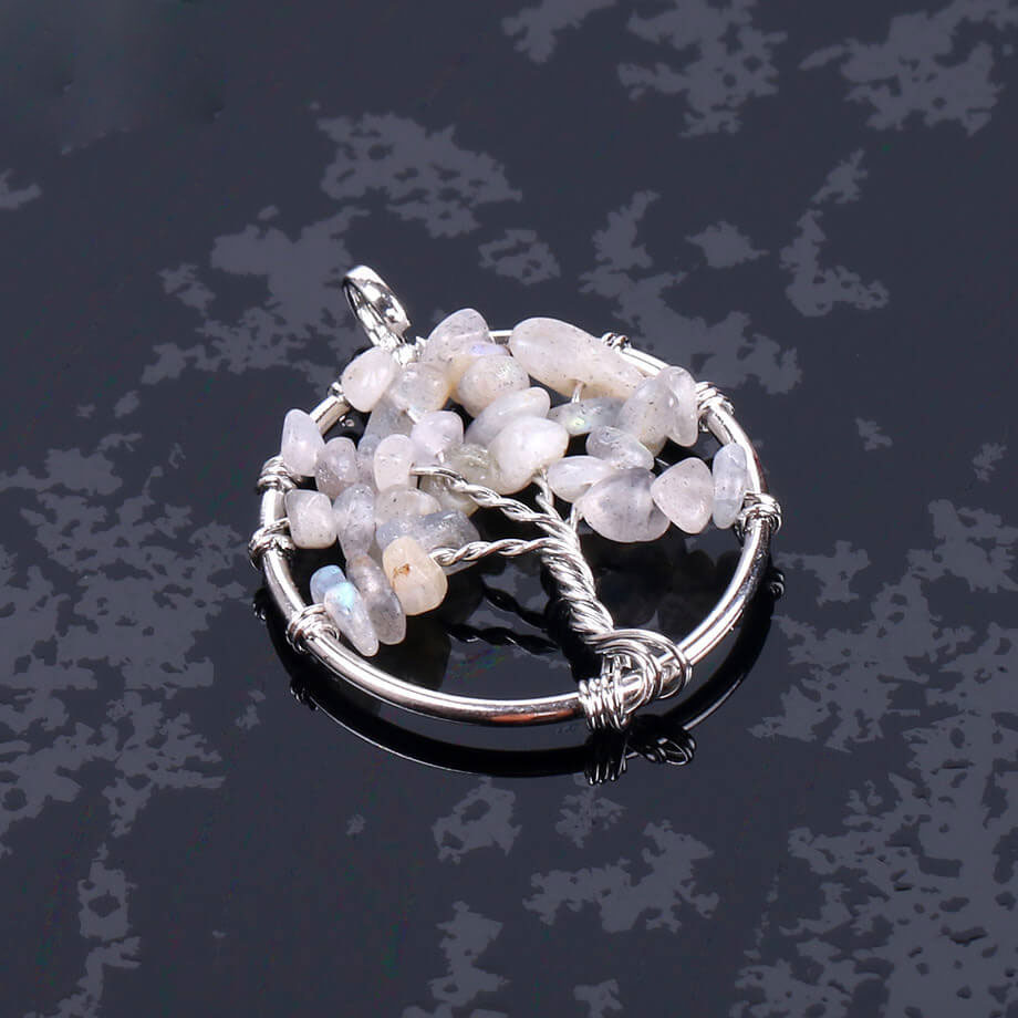 Crystal Tree of Life Handmade White K Wound Pendant