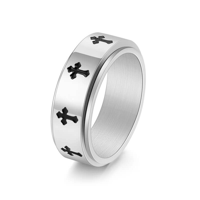 Release Stress Minimalism Cross Symbol Rotatable Ring