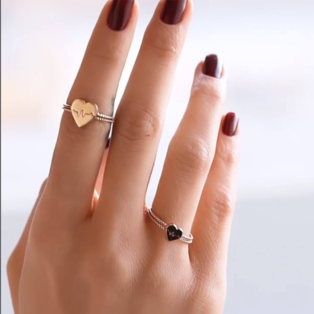 Love Couple Heartbeat Combine Ring