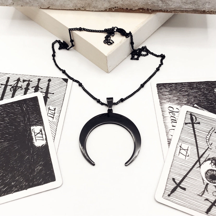 Black Moon Stainless Steel Halloween Necklace