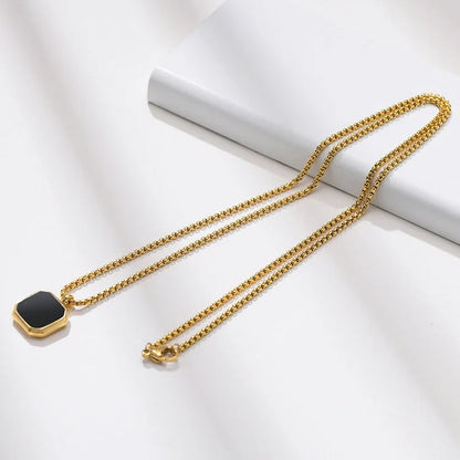 Square Pendant Men Long Sweater Chain Necklace