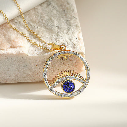 Evil Eye Hollow Full Stones Pendant Necklace