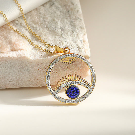 Evil Eye Hollow Full Stones Pendant Necklace