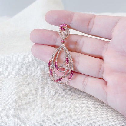 Oval Irregular Pink Zircon Pendant Necklace