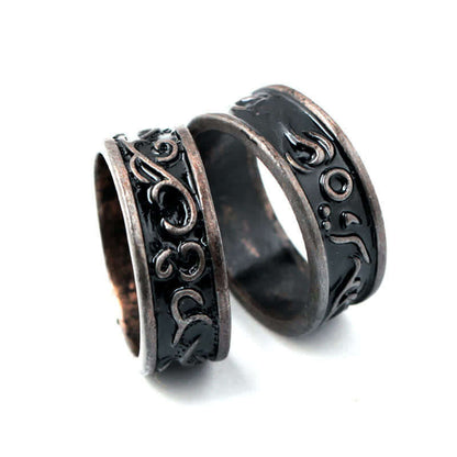 Men's Viking Carved Floral Leaf Ring