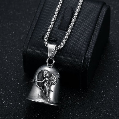 Punk Motorcycle Angel Cupid Wings Exorcist Bell Pet Bell Pendant