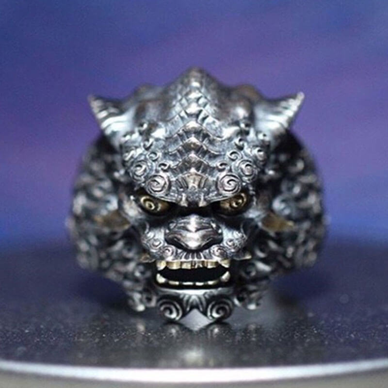 Auspicious Tang Lion Retro Lion Dance Ring