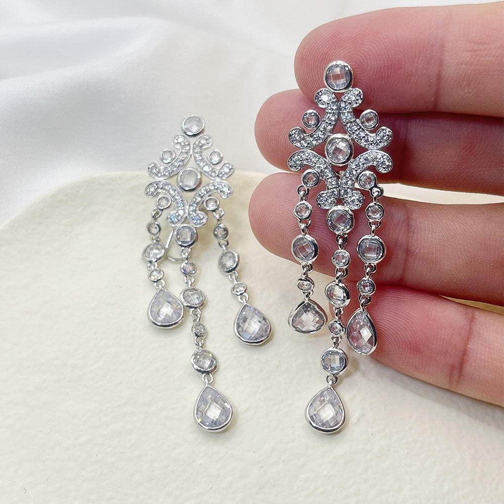 Fashion Tassel Style Zircon Pendant Earrings