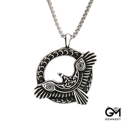 Vintage Titanium Steel Viking Eagle Necklace