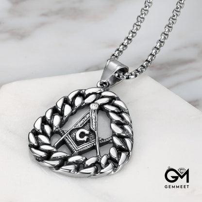 Stainless Steel Retro Masonic Pendant