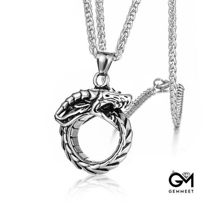 Ouroboros Titanium Steel Pendant Necklace