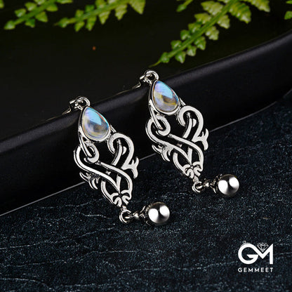 Moonstone Water Drop Pear shaped Earrings