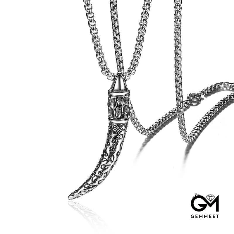 Spike Titanium Steel Vintage Pendant Necklace for Men