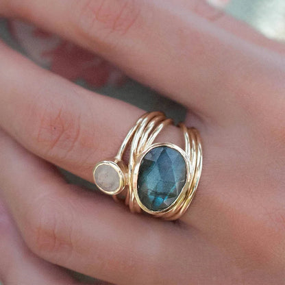 Labrador Stone and Moonstone Ring