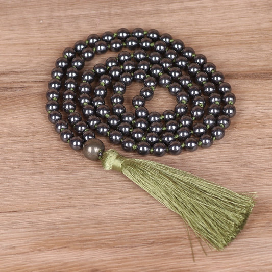 8mm Hematite Fringe Necklace