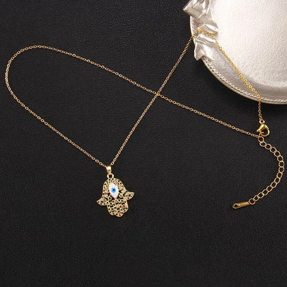 "Good Fortune" Hamsa With Evil Eye Necklace