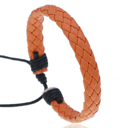 Simple Pull Adjustment Color Leather Bracelet for Men and Women