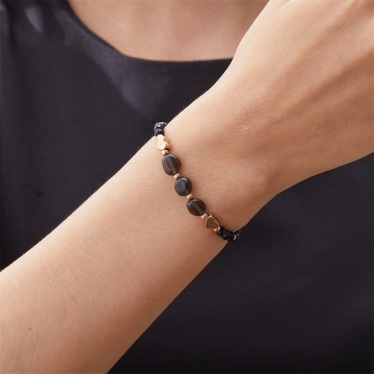 Irregular Natural Gravel Love Beaded Braided Bracelet