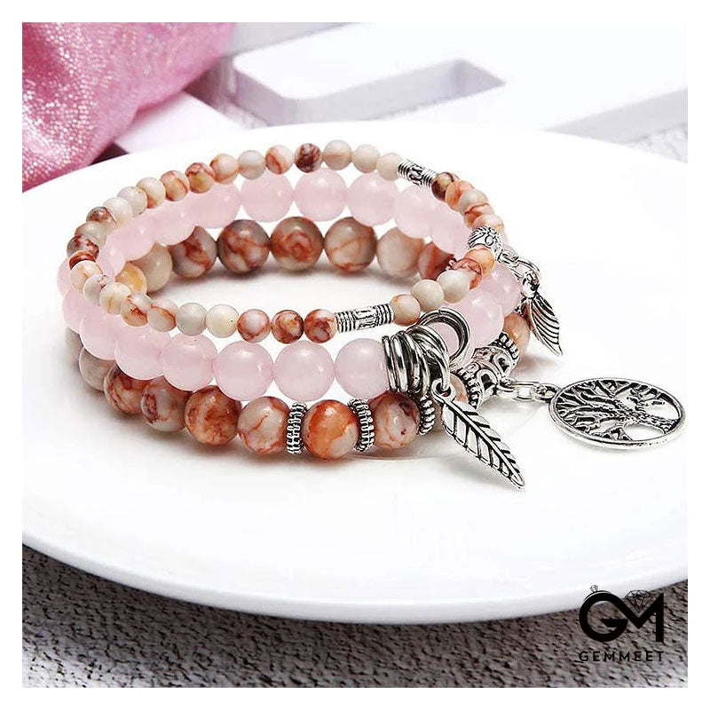 Simple Tree of Life Rose Quartz Bracelet