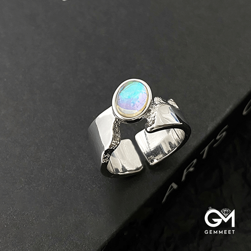 Opal Moonstone Couple Open Ring