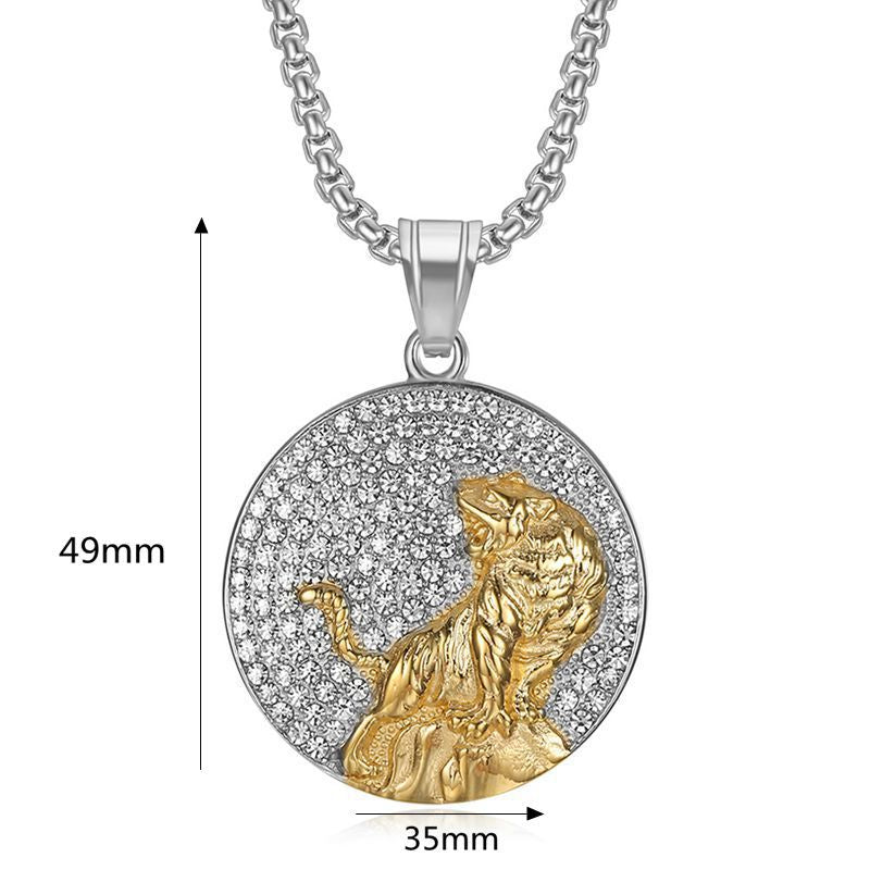 Hip Hop Gold Plated Zircon Tiger Pendant