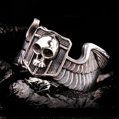 Vintage Shield Skull Fishscale Ring