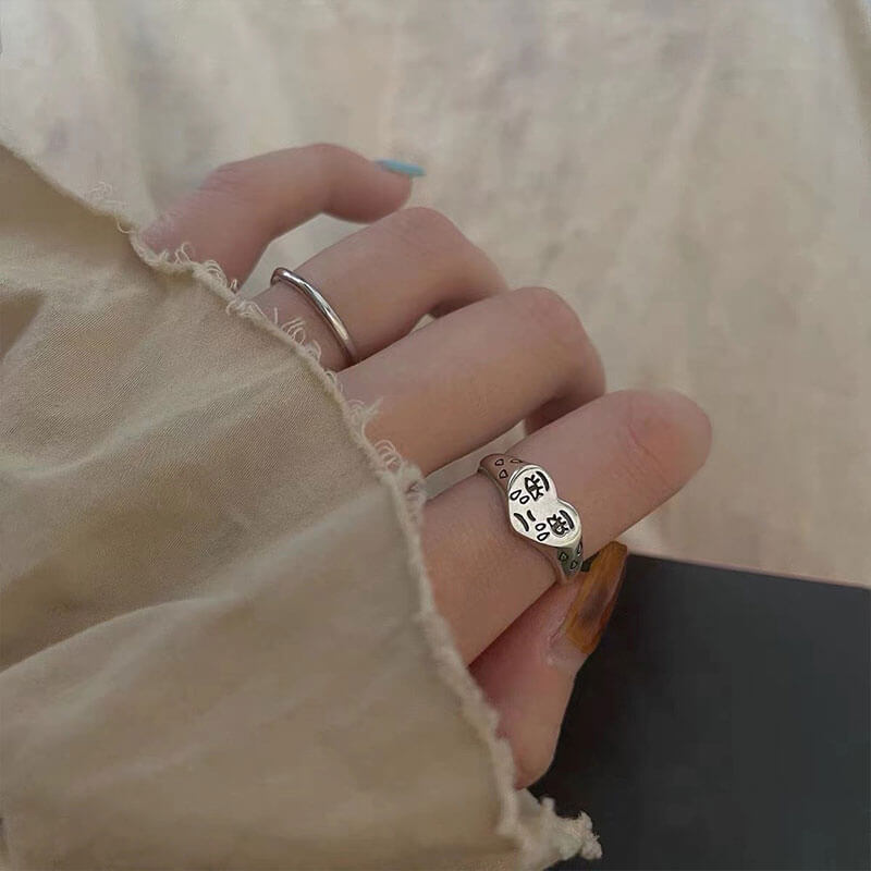 Vintage Cry Cry Graffiti Unique Design Couple Ring