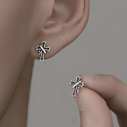 925 Sterling Silver Vintage Cross Earrings