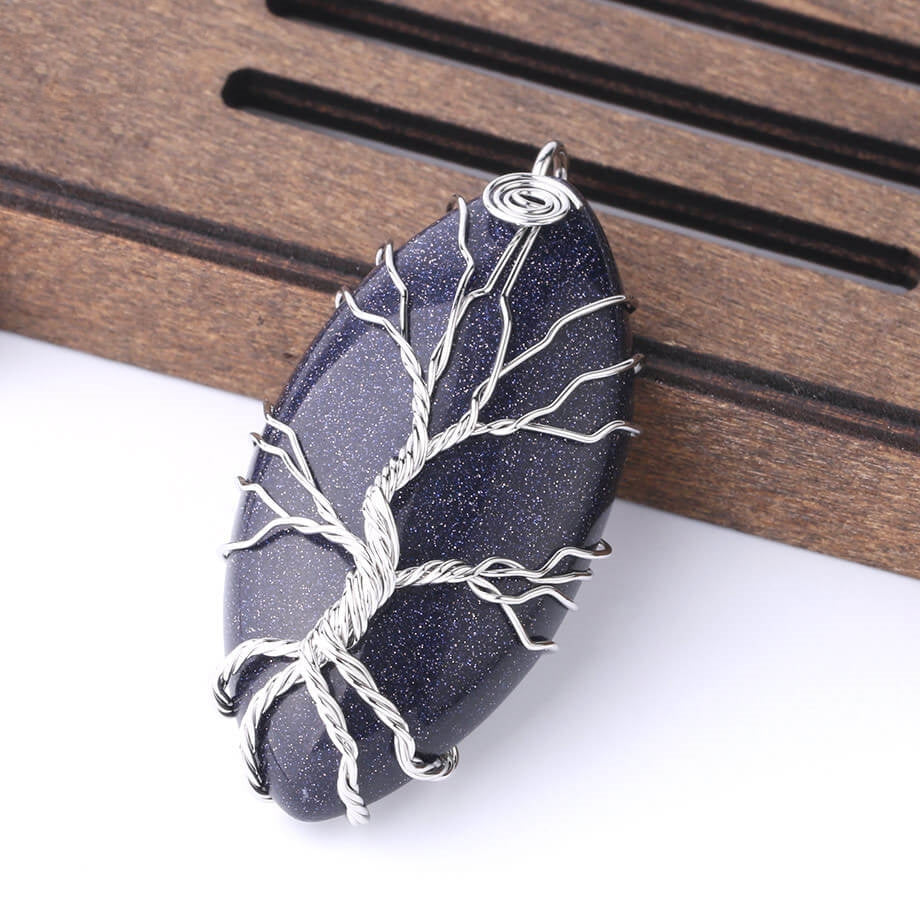 Crystal Stone Tree of Life Pendant