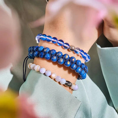 Blue Crystal Glass Bead Bracelet