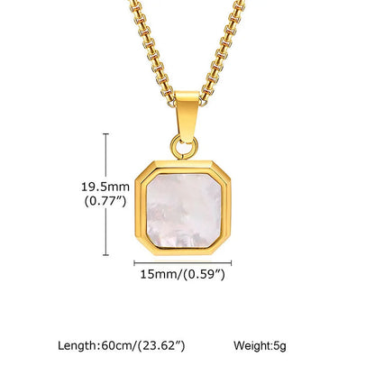 Square Pendant Men Long Sweater Chain Necklace