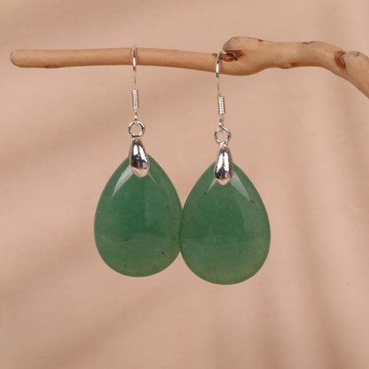 Green Dongling Water Drop Shape Blue Pendant Earrings