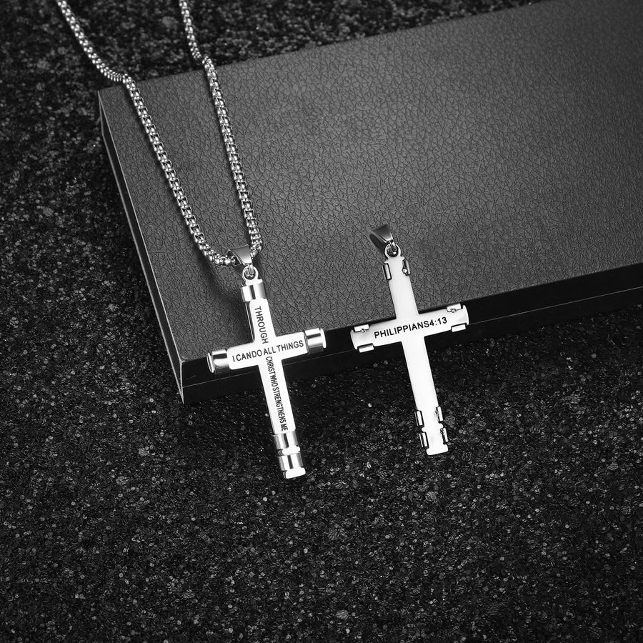 "I CAN DO ALL THINGS" Men's Strength Cross Necklace