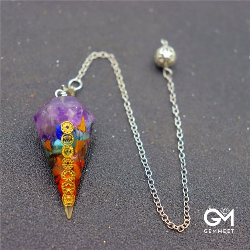 Colorful Crystal Hexagon Cone Pendant