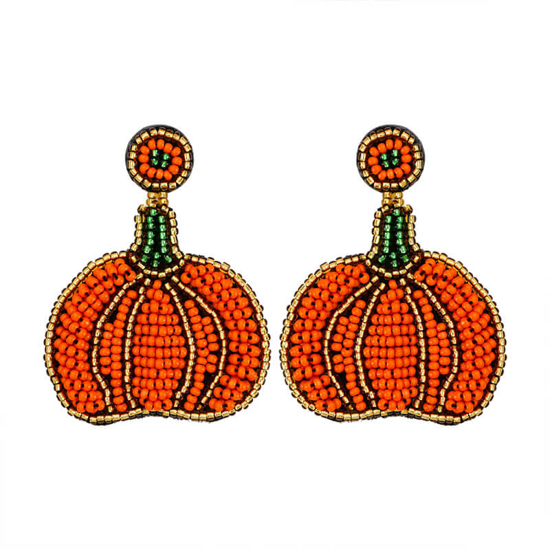 Halloween Retro Pumpkin Earrings Bohemian High-end Handmade Rice Bead Earrings