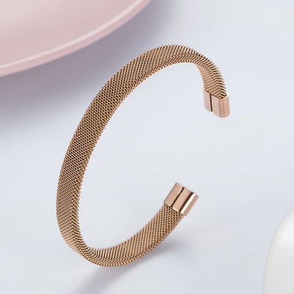 High Density Mesh Spring C Shape Open Bracelet