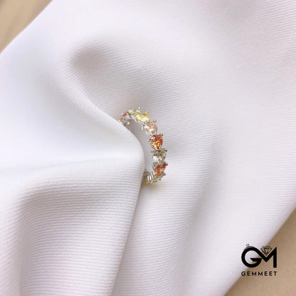 S925 Silver Yellow Heart Zircon Rule Ring