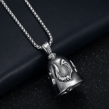 New Motorcycle Style Jewelry Titanium Steel Retro Polished Angel White Wings Lucky Exorcist Bell Pendant